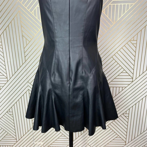 Jay Godfrey Stewart Vegan Leather Cutout Mini Dress Black Size 6‎ - Picture 8 of 11